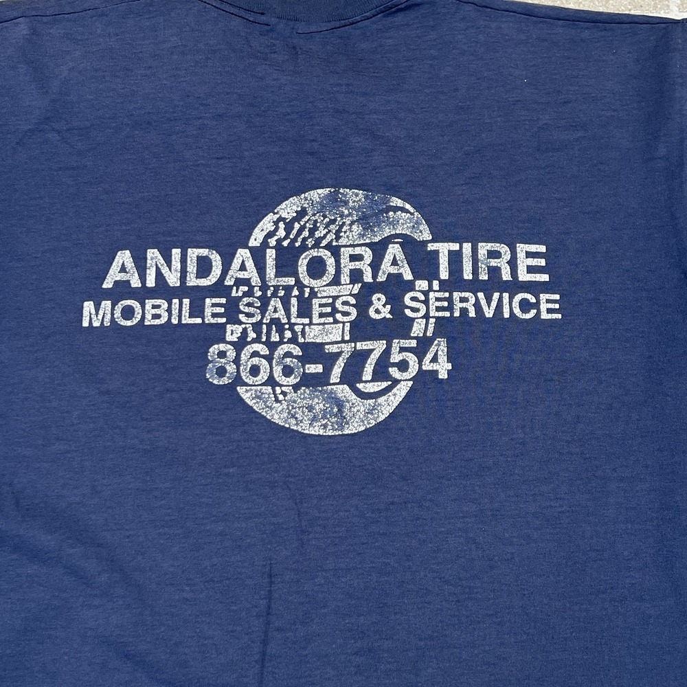 Vintage‎ Made In USA Single Stitch Andalora Tire Shop Tshirt Size XL - Picture 4 of 6
